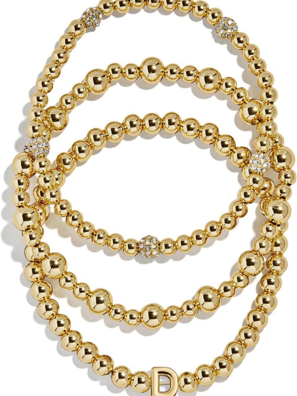 Personalized Gold-Plated Initial Beaded Bracelet Set for Women - Trendy Fashion